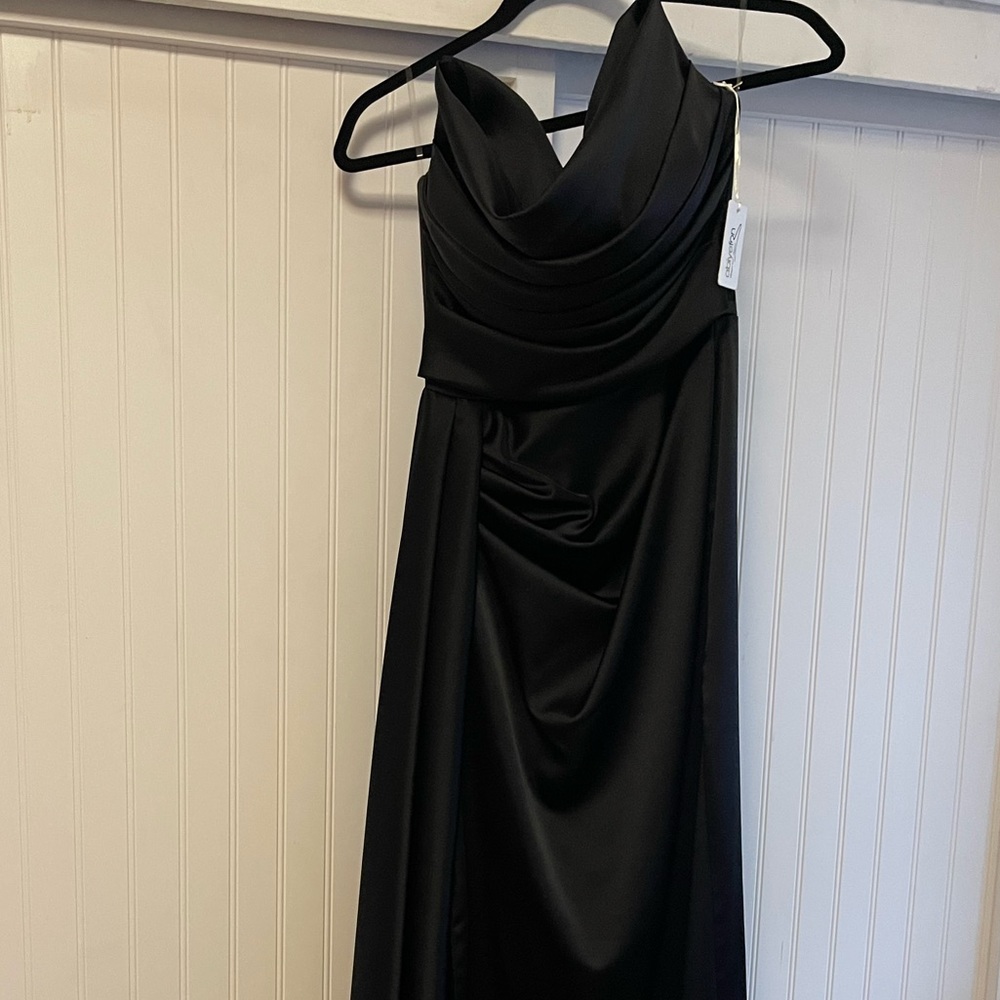 Brand new NWT black corset strapless mermaid style evening prom dress size 6